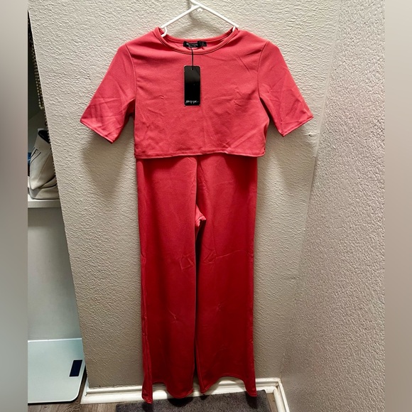 Nasty Gal, NWT, Settle the Score Crop Top and Pants Set - Dusty Rose - Picture 3 of 5